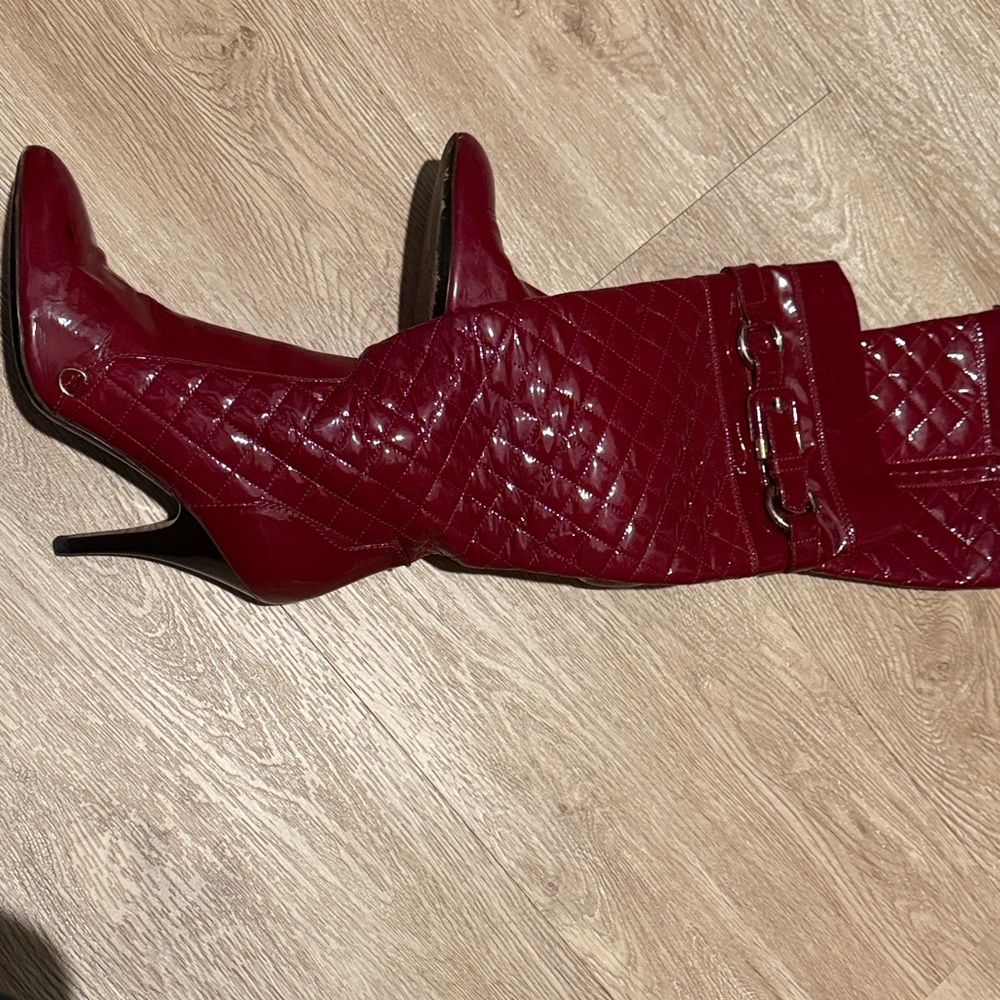 Burberry Burgundy Quilted Heeled Boots